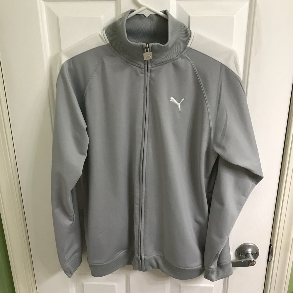 Gray and white boys Puma jacket size large